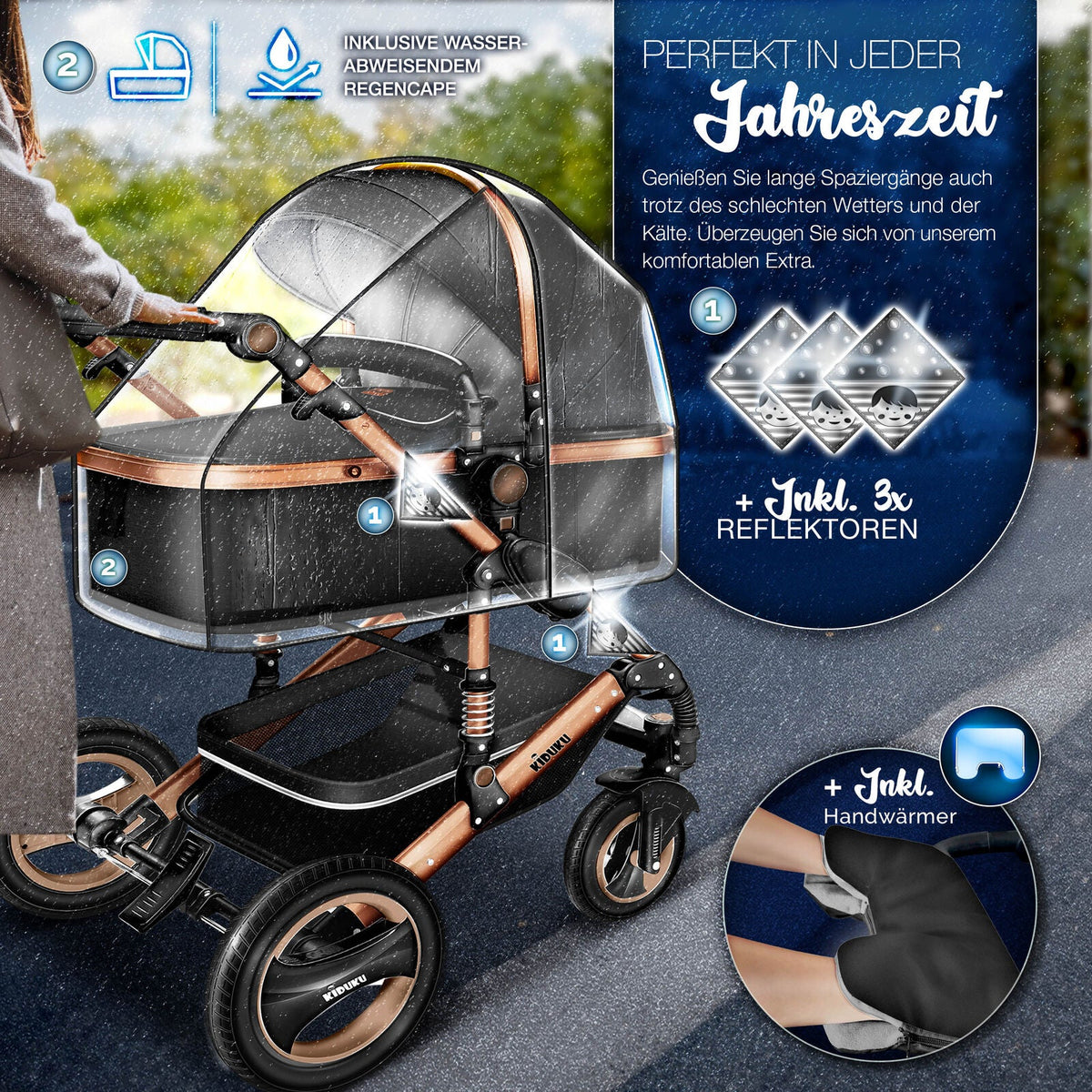 Kinderwagen 3 in 1 Kombi-Buggy Reisebuggy inkl. Auto- Babyschale. Falt –  Poochy-Couture