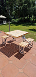 Alu Campingtisch Koffertisch mit Stühlen Klappbar Tragegriff Schirmhalterung Holz Sitzgarnitur Campingmöbel Set