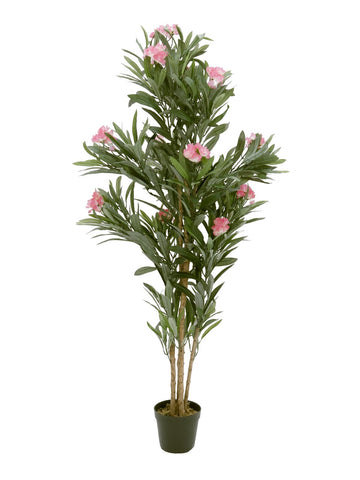 Künstlicher Oleanderbaum, rosa oder weiße Blüten,  mit Seidenblättern. 120 - 150 cm. Pflegefrei.
