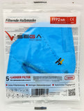 FFP2 Hellblau Atemschutzmasken Sondermodell 5-lagig. (CE2841 EN 149:2001 + A1:2009)