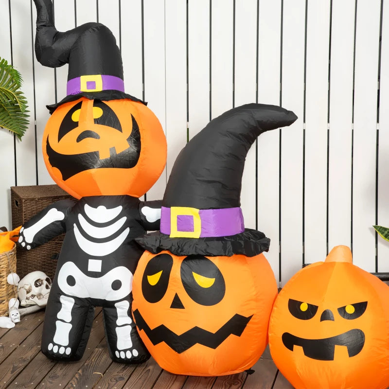 HOMCOM Geisterfamilie Halloweendeko mit Gebläse 2,55 x 0,40 x 1,30m