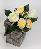 Rosenbund Rosenstrauß 28 cm, weiß-creme. 5 Rosenblüten