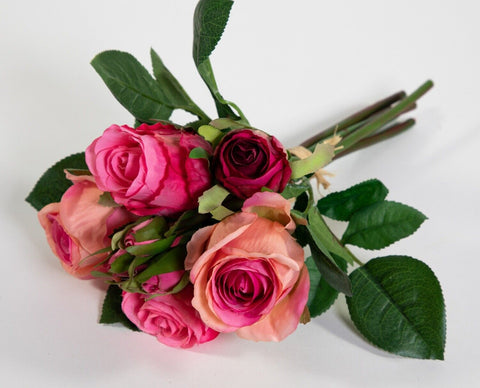Rosenbund Rosenstrauß 28 cm, pink. 5 Rosenblüten