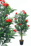 Künstlicher Oleanderbaum mit Blüten und Seidenblättern. 120 cm. Pflegefrei. Blüten: Rot