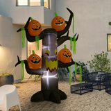 Aufblasbarer riesiger Spukbaum mit Kürbissen, 240 cm mit LED-Beleuchtung. Halloween Deko Luftfigur