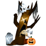 Aufblasbare Halloween-Dekoration – Geisterbaum mit LED-Beleuchtung & Figuren, 240 cm