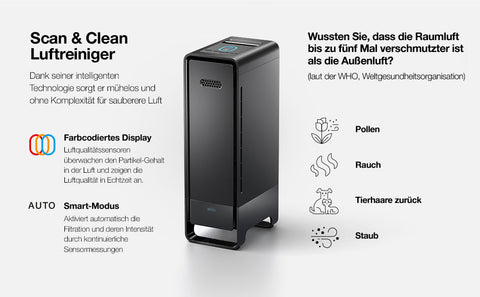 Healthcare Braun Healthcare Scan & Clean Air Luftreiniger (Allergie, bis zu 129 m2, CADR 315 m3/h, Dreifachfilterung, Luftqualitätssensor)