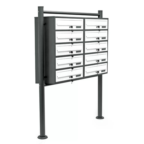 Briefkastenanlage Doppel 10er Standanlage Anthrazit 10 Fächer (2x5)