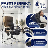 Massagesessel als Leder-Chefsessel SIMBA mit Liegefunktion. Bis 150 kg.