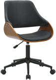 Bürostuhl SONTO, Walnuss-Holz, Leder schwarz