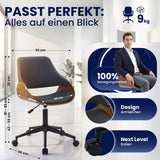 Bürostuhl SONTO, Walnuss-Holz, Leder schwarz