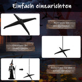 Animierte Halloween-Dekoration – Hexe mit Skull, LED-Augen, Sound & Bewegung, 170 cm