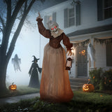 Lebensgroße animierte Halloween-Dekoration – Hexe mit Laterne, Sound & LED, 150cm