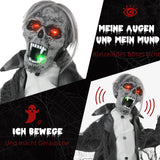 Halloween Dekoration erschreckender Zombie 102 cm LED-Lichter und Soundfunktion