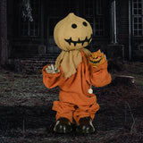 Animierte Halloween-Dekoration – Vogelscheuche mit Bewegung, Sound & LED, 77 cm