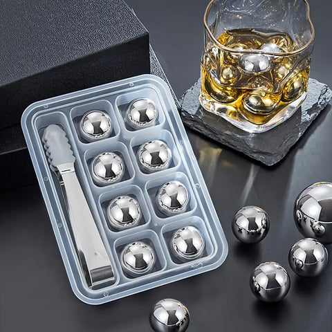 Coole Drinks, edle Form: 8er-Set Edelstahl Eiskugeln