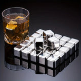 Coole Drinks, edle Form: 12er-Set Edelstahl Eiswürfel Silber