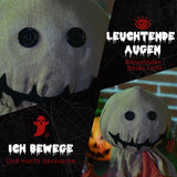 Animierte Halloween-Dekoration – Vogelscheuche mit Bewegung, Sound & LED, 77 cm