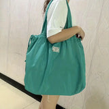 Große Faltbare Einkaufstasche – Wiederverwendbare Tragetasche mit Kordelzug und Schulterriemen