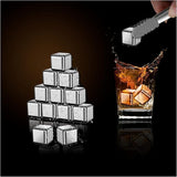 Coole Drinks, edle Form: 12er-Set Edelstahl Eiswürfel Silber