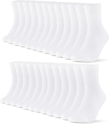 12 Paar Socken für Damen & Herren – Bio-Baumwoll-Mix, atmungsaktiv, weich & ideal für Sport und Alltag, weiß