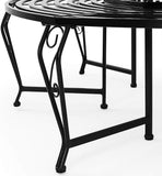Baumbank Gartenbank rund Ø160 cm aus Metall – Vintage-Stil, wetterfest, bis 320 kg belastbar, pulverbeschichtet, schwarz