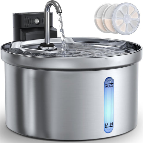 Kabelloser Akku-Katzenbrunnen 3,5 Liter – mit Sensor, Akku (4000 mAh), superleise, inkl. 3-Fach-Filter – Trinkbrunnen für Katzen
