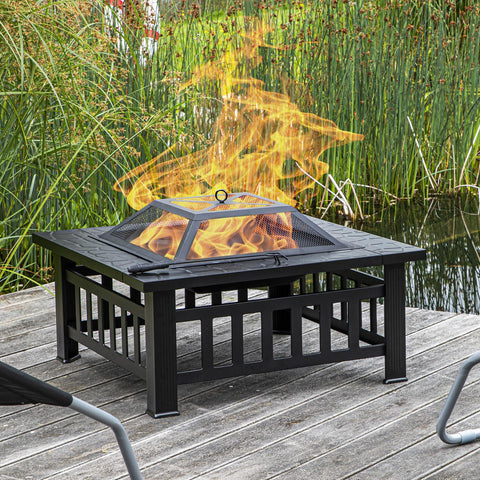 Feuerstelle mit Steinoptik Maße: 81 x 81 x 45cm, japanisches Design