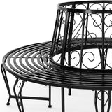 Baumbank Gartenbank rund Ø160 cm aus Metall – Vintage-Stil, wetterfest, bis 320 kg belastbar, pulverbeschichtet, schwarz