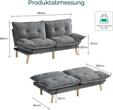 Bettsofa 3-Sitzer mit Schlaffunktion, Klappsofa, Schlafsofa mit Rückenlehne & Armlehnen. Bettfunktion