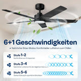 Deckenventilator mit LED Beleuchtung 132cm 6+1 Geschwindigkeiten Timer Leise Dimmbar Fernbedienung