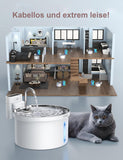 Kabelloser Akku-Katzenbrunnen 3,5 Liter – mit Sensor, Akku (4000 mAh), superleise, inkl. 3-Fach-Filter – Trinkbrunnen für Katzen