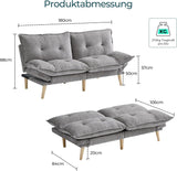 Bettsofa 3-Sitzer mit Schlaffunktion, Klappsofa, Schlafsofa mit Rückenlehne & Armlehnen. Bettfunktion
