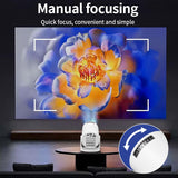 Mini-Beamer rundes Gehäuse, 4K UHD Heimkino Projektor LCD 5G WiFi Bluetooth Taschenkino für Iphone und Android (Kopie)