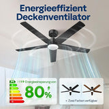 Deckenventilator mit LED Beleuchtung 132cm 6+1 Geschwindigkeiten Timer Leise Dimmbar Fernbedienung