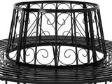 Baumbank Gartenbank rund Ø160 cm aus Metall – Vintage-Stil, wetterfest, bis 320 kg belastbar, pulverbeschichtet, schwarz