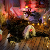 Animierte Halloween-Dekoration – Kriechende Zombie-Oma mit LED-Augen & Sound, 183 cm