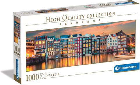 Clementoni Puzzle, 1000 Teile, BRIGHT AMSTERDAM, Panorama-Puzzle, 98 x 33 cm