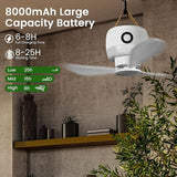 Mobiler Akku-Deckenventilator mit LED und Fernbedienung – 8000 mAh Akku