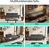 Sofa 3-Sitzer mit Schlaffunktion, Klappsofa, Schlafsofa mit verstellbarer Rückenlehne & Armlehnen. Bettfunktion.