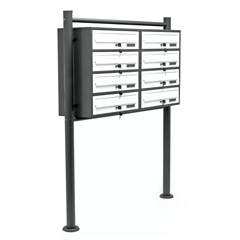 Briefkastenanlage Doppel 8er Standanlage Anthrazit 8 Fächer (2x4)