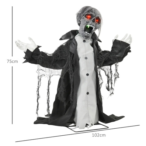 Halloween Dekoration erschreckender Zombie 102 cm LED-Lichter und Soundfunktion