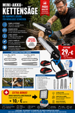 Sonderposten Plus: Akku-Kettensäge 4 und 6 Zoll. PLUS BAUSTRAHLER (Aufpreis 10,- €). Inkl. 2 Li-Ion-Akkus und Ladestation.