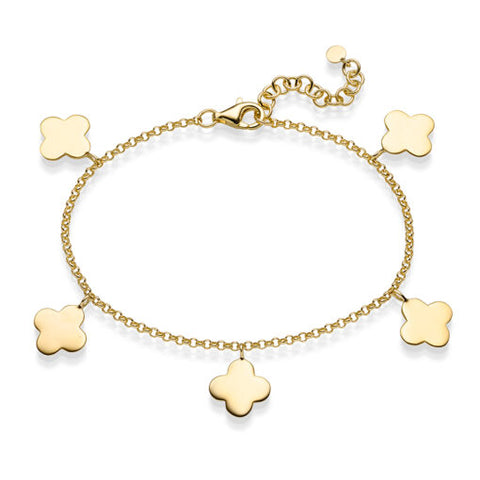 Armband Kleeblatt Charity Groß aus 925 Sterling Silber goldplattiert