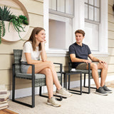 Rattan Bistroset, 3 teiliges Gartenmöbel-Set mit 2 Gartenstühlen und Tisch