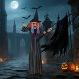 Animierte Halloween-Dekoration – Hexe mit Zepter, LED-Augen, Sound & Bewegung, 160