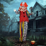 Animierte Halloween-Dekoration – Riesen-Clown mit Hammer, LED-Augen & Sound, 173 cm