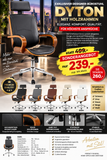Designer-Bürostuhl DYTON Chefsessel Leder-Holz-Kombination