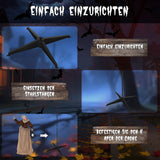Lebensgroße animierte Halloween-Dekoration – Hexe mit Laterne, Sound & LED, 150cm