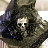 Animierte Halloween-Dekoration – Hexe mit Skull, LED-Augen, Sound & Bewegung, 170 cm